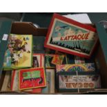 A selection of vintage board games: 2 x Monopoly; Oscar; L'Attaque; etc.