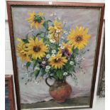 Anna Suvorova 1925-2007: Sunflowers, oil on board, 79 x 58 cm, framed