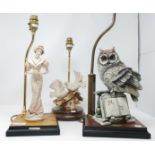 Three Capodimonte resin figural table lamps