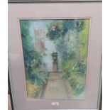 S Mitchell: The Orangery, Lyme Hall, watercolour, signed, framed and glazed