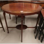 A mahogany occasional table with oval top; a Victorian hall chair