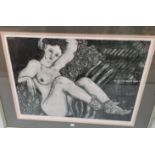 Roxanna Celman: Desnudo con Medias, artist signed limited edition print, 14/20, 18" x 24", framed