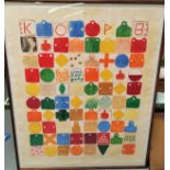 Joe Tilson: Proscimeni, coloured squares with fruit, etc., artist signed limited edition aquatint,