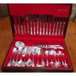 A canteen of silver plated cutlery in mahogany box