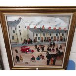 John Schwatschke (1943): 'Lotties car' (Waterford City Street) street scene, oil on canvas, Irish