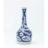 A Chinese blue and white vase with long slender neck, decorated with dragons, 16cm height, (slight