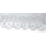 A set of five Waterford crystal cut glass wine glasses, and five smaller Waterford crystal glasses