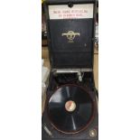 A portable gramophone: Columbia Grafonala 109A, cased