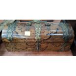 A figured walnut sewing/jewellery box with brass bindings, by Melliship & Harris
