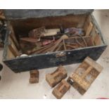 A tool box and contents, 4 weights etc