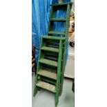 A pair of vintage A frame ladders FOR DISPLAY PURPOSES ONLY