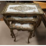 A nest of 3 gilt occasional tables "Toleware Florentine", with wpb