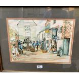 S M Bradshaw: "Polperro", watercolour, signed, 27 x38, framed and glazed
