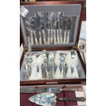 An EPNS canteen of kings pattern knives and forks, cased; a selection of Europe Art Nouveau silver