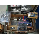A collection of Batman related diecast vehicles; a racing car and motorbike toiletry filled, in