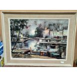 Oil on canvas, river scene, and other pictures