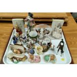 Animal figures by Wade, Beswick, Hornsea etc; 19th century porcelain figures in the Dresden style