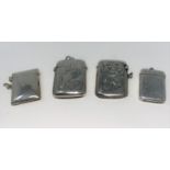 Three chased silver vesta cases, various dates and assay offices; a plain silver vesta case