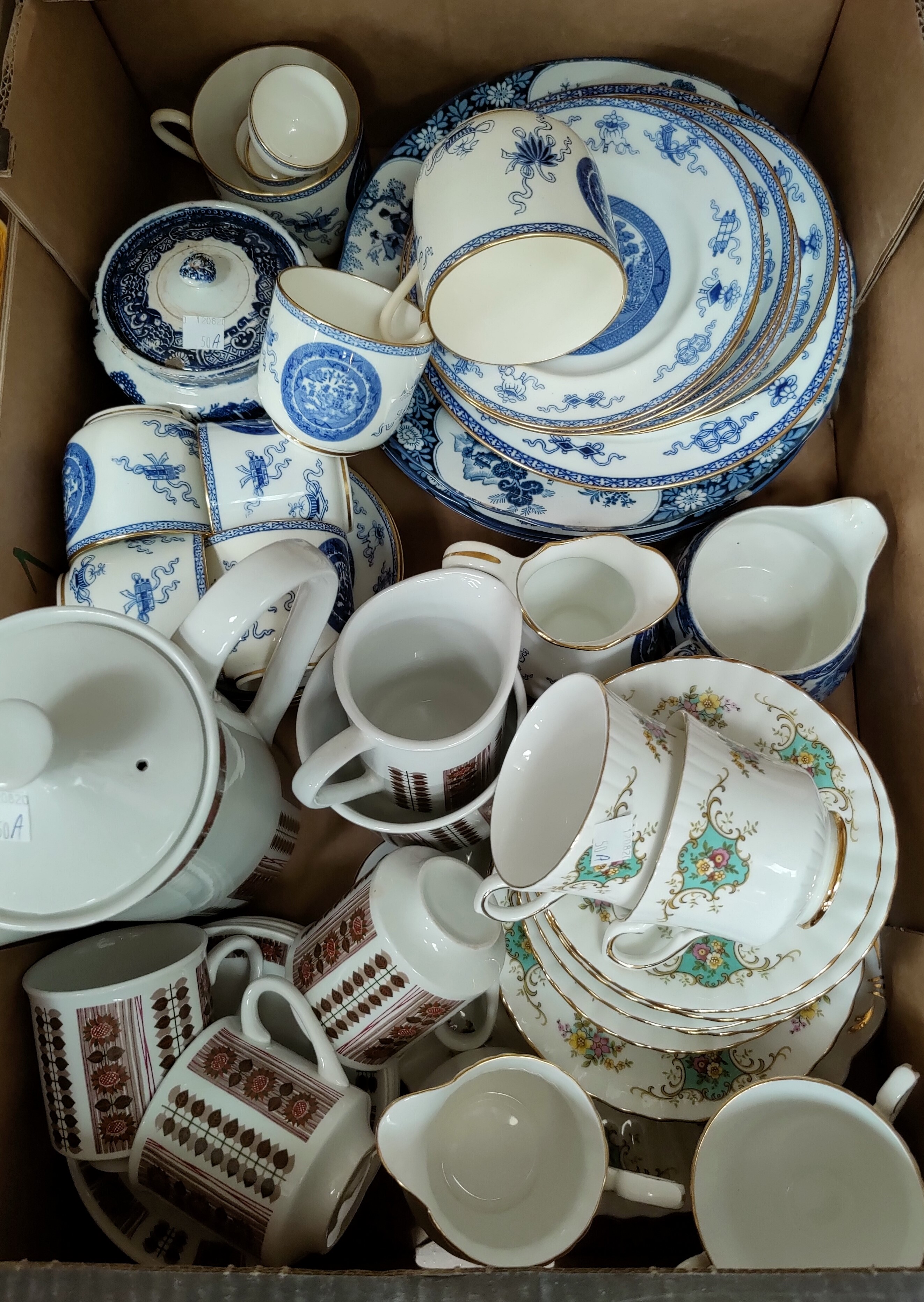 A Victorian blue and white part tea set and other blue and white ware; a Royal Stafford 'True