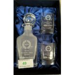 A Northern Rail small presentation decanter in box with 2 liqueur cups ROSPA 2009 winner