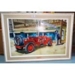 Hinson: "Simplex Speed Car, USA, 1910", oil on board, signed, 45 x 70 cm, framed