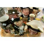 A selection of Beswick/other character/toby jugs: Night Watchman; Town Crier; Captain Cuttle; etc.