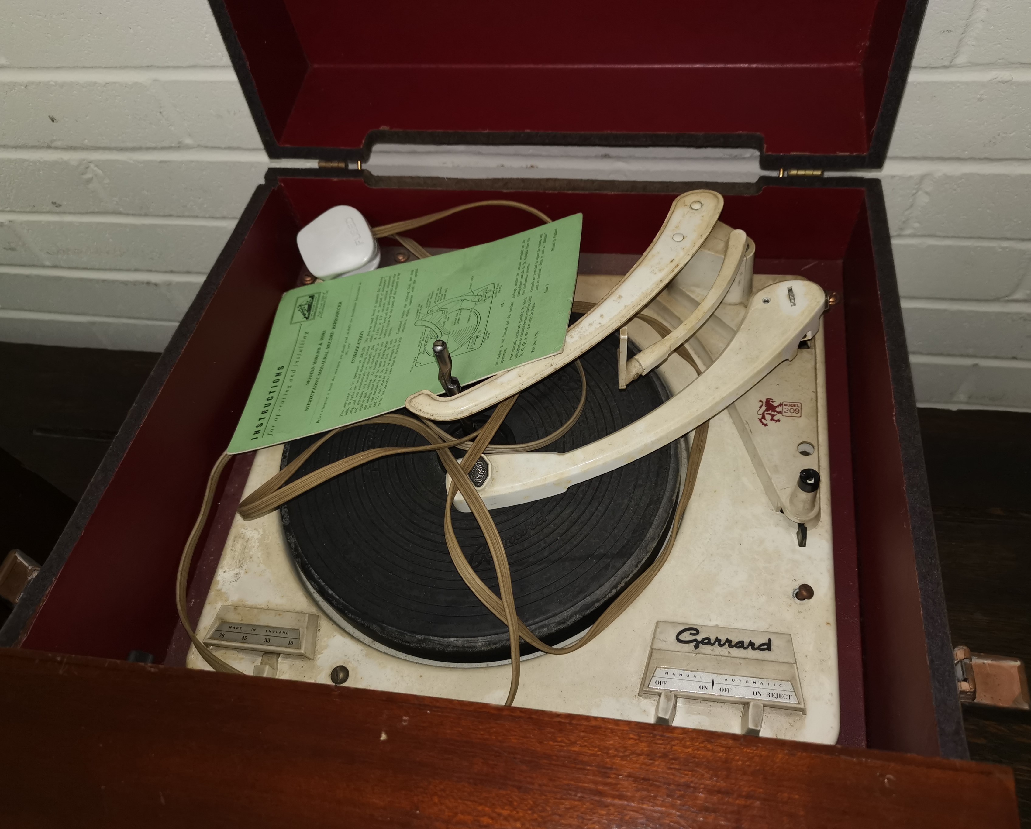A 1950's table top record player by HMV, in mahogany case, and matching speaker - Image 2 of 2