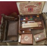 A Victorian artist's mahogany box and other boxes etc