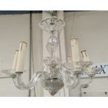 A glass four branch chandelier (finial a.f)