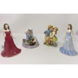 Two Royal Doulton Childhood Memories groups: Caught One & First Love; 2 Royal Doulton figures: