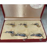 A set of 6 French knife rests in the form of mice, original box