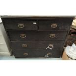 An Edwardian stained pine chest of 3 long and 2 short drawers