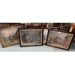 Burnett: Parisian scenes, 4 small oils, framed