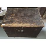A vintage painted pine tool box containing various vintage tools etc