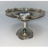 A circular pedestal hall marked silver bonbon dish with pierced rim and foot Birmingham 1912 3.