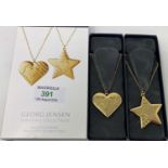 Georg Jensen - an originally boxed set of 2 gold plated Christmas drops