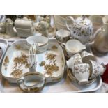 A Foley Somerset coffee set, 15 pieces; a golden cornflower strawberry set