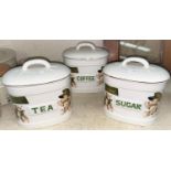 A set of 3 Harrods storage jars, tea coffee and sugar
