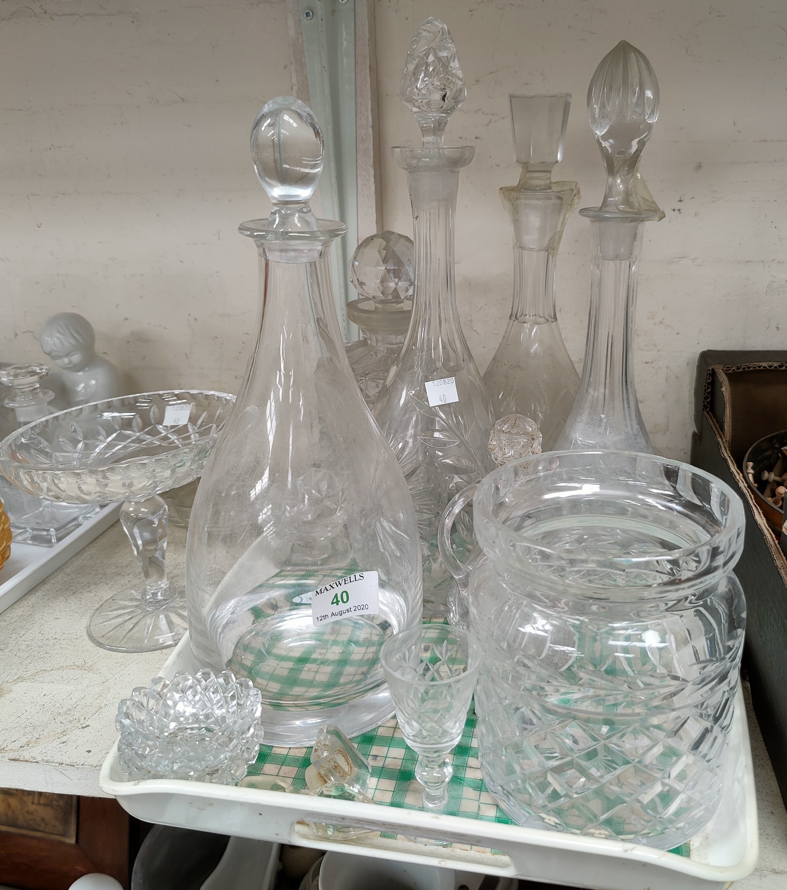 A selection of decanters and glassware