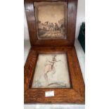 An oak framed classical print; and another