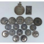 17 Victorian / Edwardian hallmarked silver medallions awarded to members of the Wright family