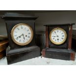 A Black slate mantel clock with enamel dial french movement stamped Medaille Dargent Vincenti 1855