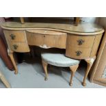 A walnut dressing table / desk with 5 drawers (no mirror)