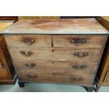 Georgian mahogany chest of 3 long and 2 short drawers with brass swan neck handles and bracket