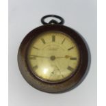 A silver pocket watch, open faced and key wound