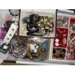 Two jewellery boxes and a large selection of costume jewellery