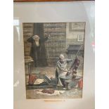 After Louis Gunnis: "Spring Cleaning" humorous print depicting lady cleaning musical instruments,