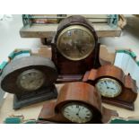 Four various mahogany mantel clocks