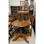 A distressed oak dining suite in the Titchmarsh & Goodwin style, comprising oval table and 6 (4 + 2)