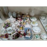 A selection of encrusted floral trinket ware